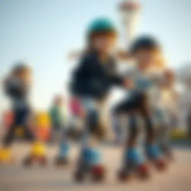Group of children playing safely with knee pads