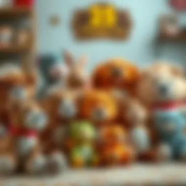 A collection of soft toys showcasing different animals