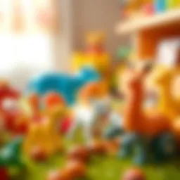 Colorful plastic animals promoting imaginative play