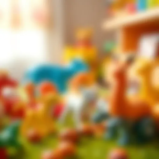 Colorful plastic animals promoting imaginative play
