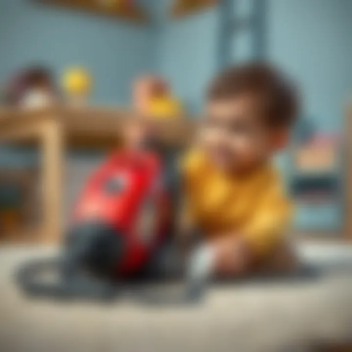 Enhancing Motor Skills with Playskool Vacuum A child playing with a Playskool vacuum, showcasing motor skills development