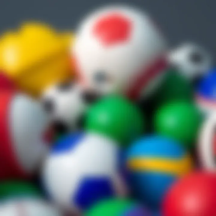 A close-up of different licensed balls, focusing on quality and design features.