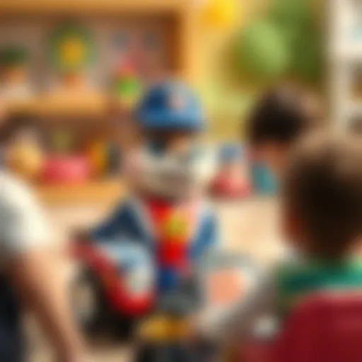 Roy from Robocar Poli engaging with children in a playful setting