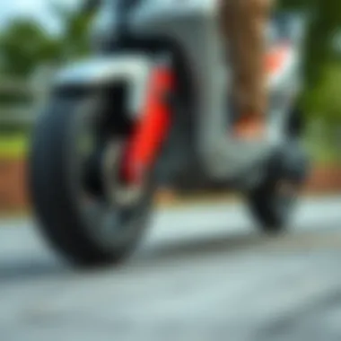 The Thrill of Movement A close-up of scooter wheels showcasing speed