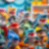 A vibrant assortment of shark toys showcasing educational features
