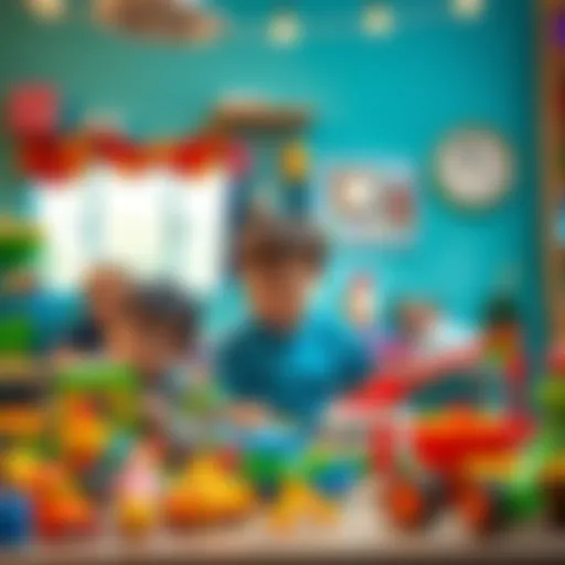 A vibrant scene showcasing children playing with Şimşek Mekkuin Tır toys, engaging in creative activities.