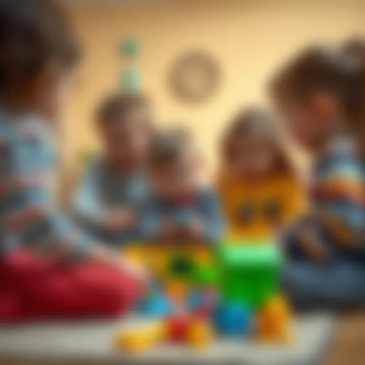 Promoting Social Interaction with Şimşek Mekkuin Tır A group of children interacting with each other while playing with Şimşek Mekkuin Tır toys, promoting social skills.