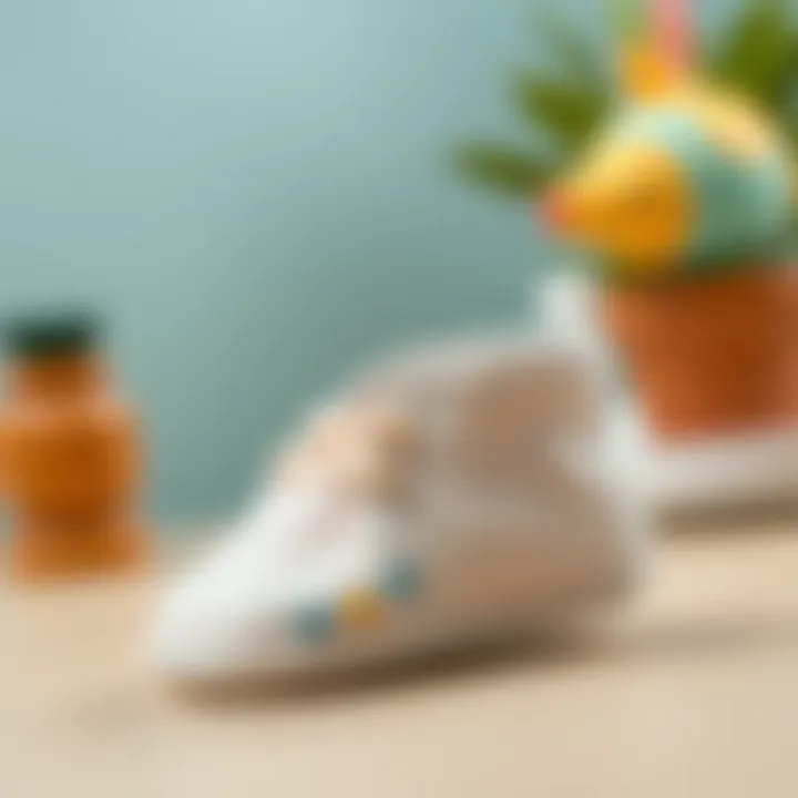 Close-up of a soft, breathable baby shoe