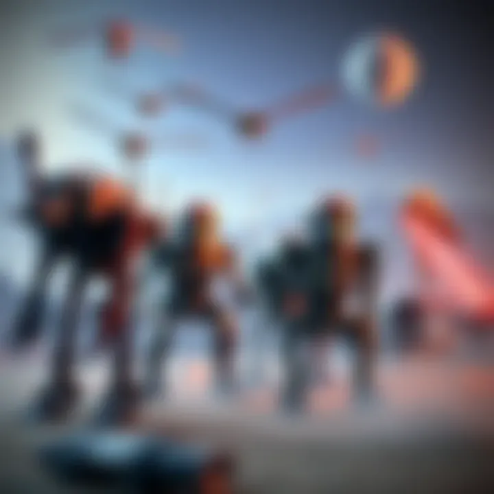 A group of iconic Star Wars robots in an epic scene