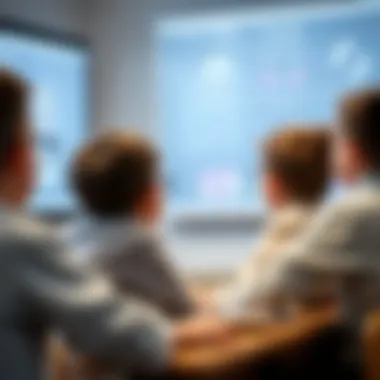 Students engaging with a digital whiteboard during a lesson