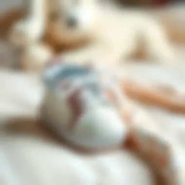 Stylish newborn shoes on a soft surface