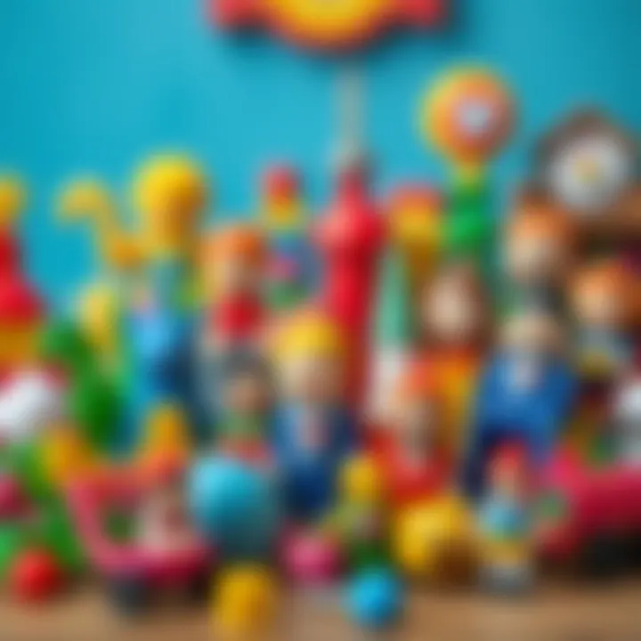 A variety of colorful sukuşi toys arranged playfully