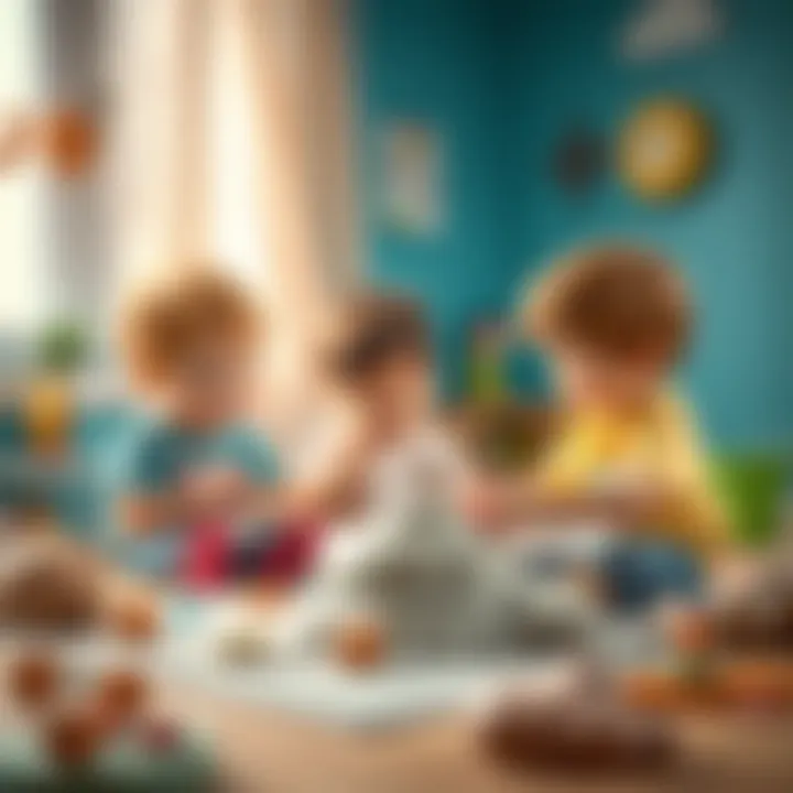 Children engaged in playful activity with modeling clay, illustrating creativity and skill development.