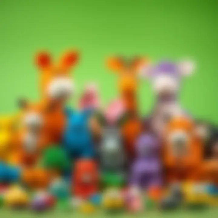 A colorful assortment of animal figures made from modeling clay, showcasing creativity and imagination.