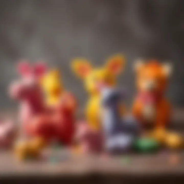 Colorful animal shapes made from play dough