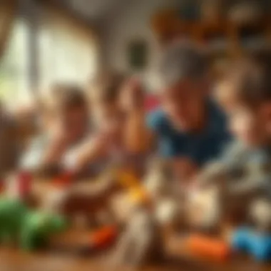 Children engaged in creative play with dough animals