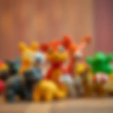 Diverse animal figures crafted from play dough