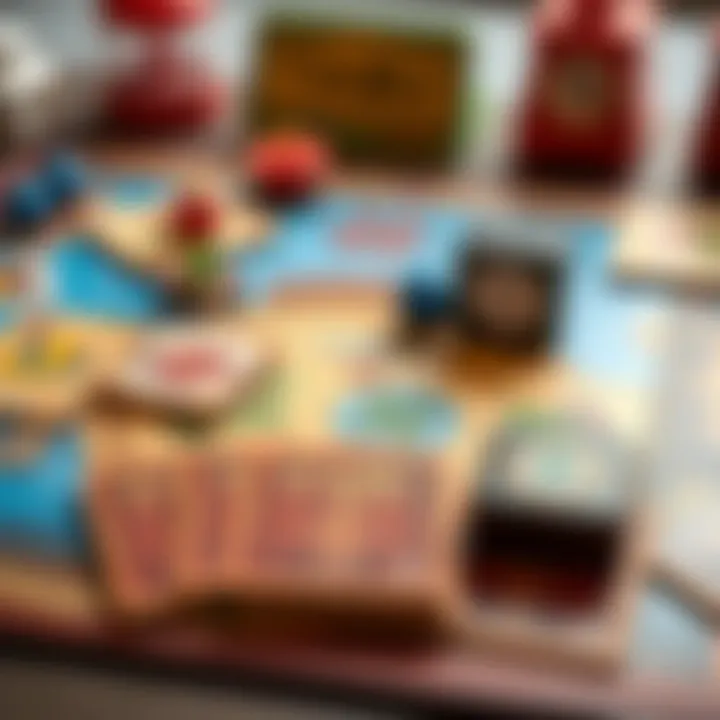 Overview of Tabu game components including cards, timer, and game board