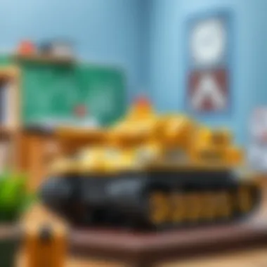 Tank robot in an educational setup.