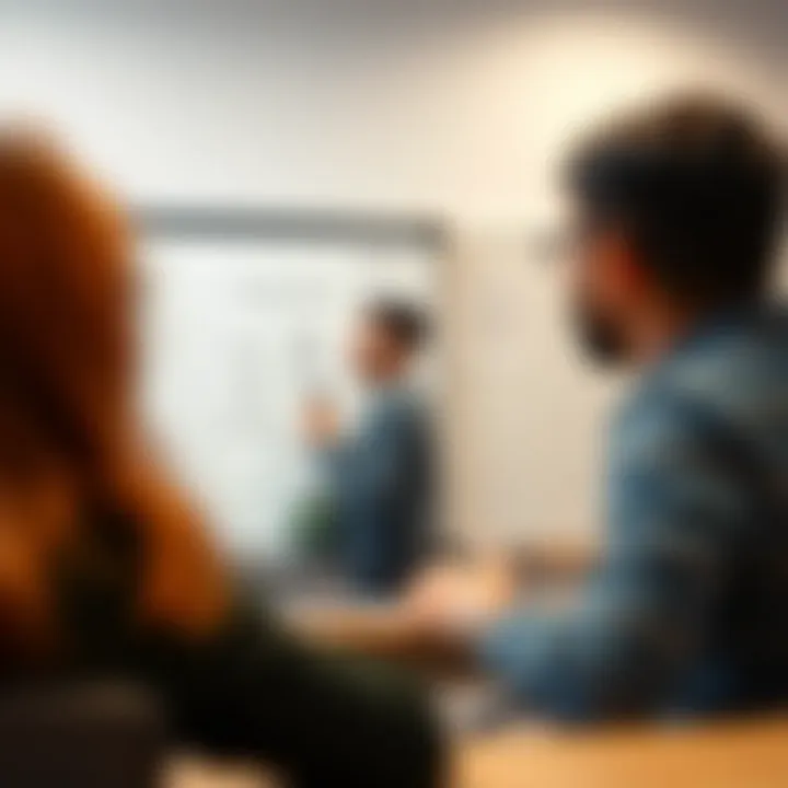 A teacher using a digital whiteboard to explain concepts