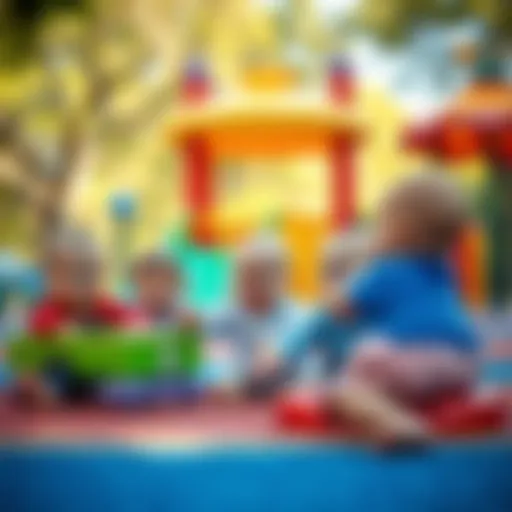 A vibrant playground scene with babies playing happily