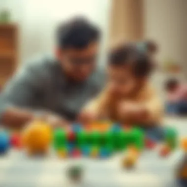 Parents playing a game with their child