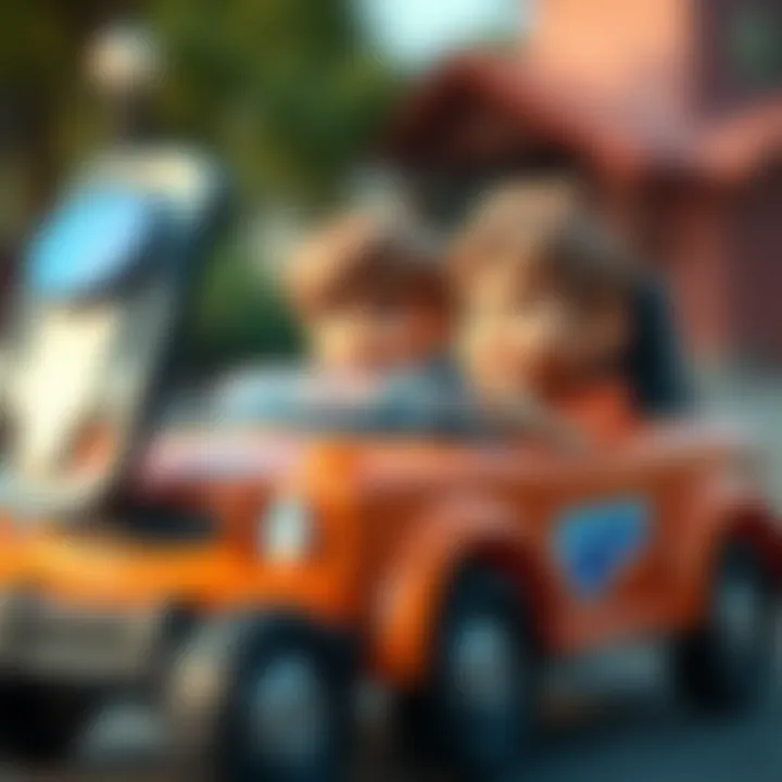 Two kids enjoying a ride together in a small car