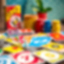 Colorful Uno cards spread on a table