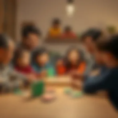 Family playing Uno game together