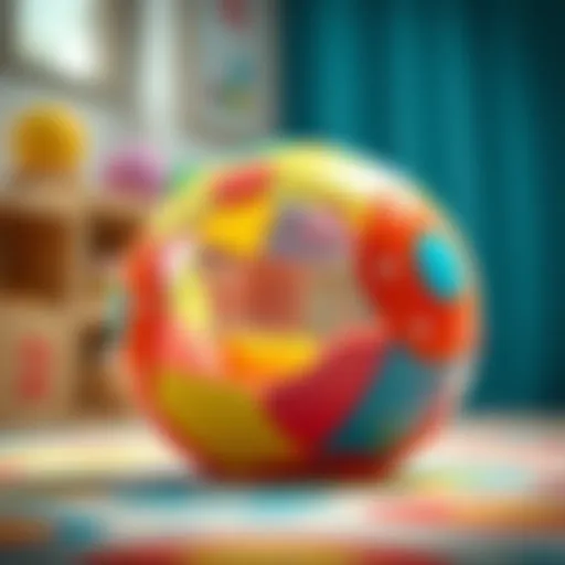 A colorful pillow ball designed for children's play and development.
